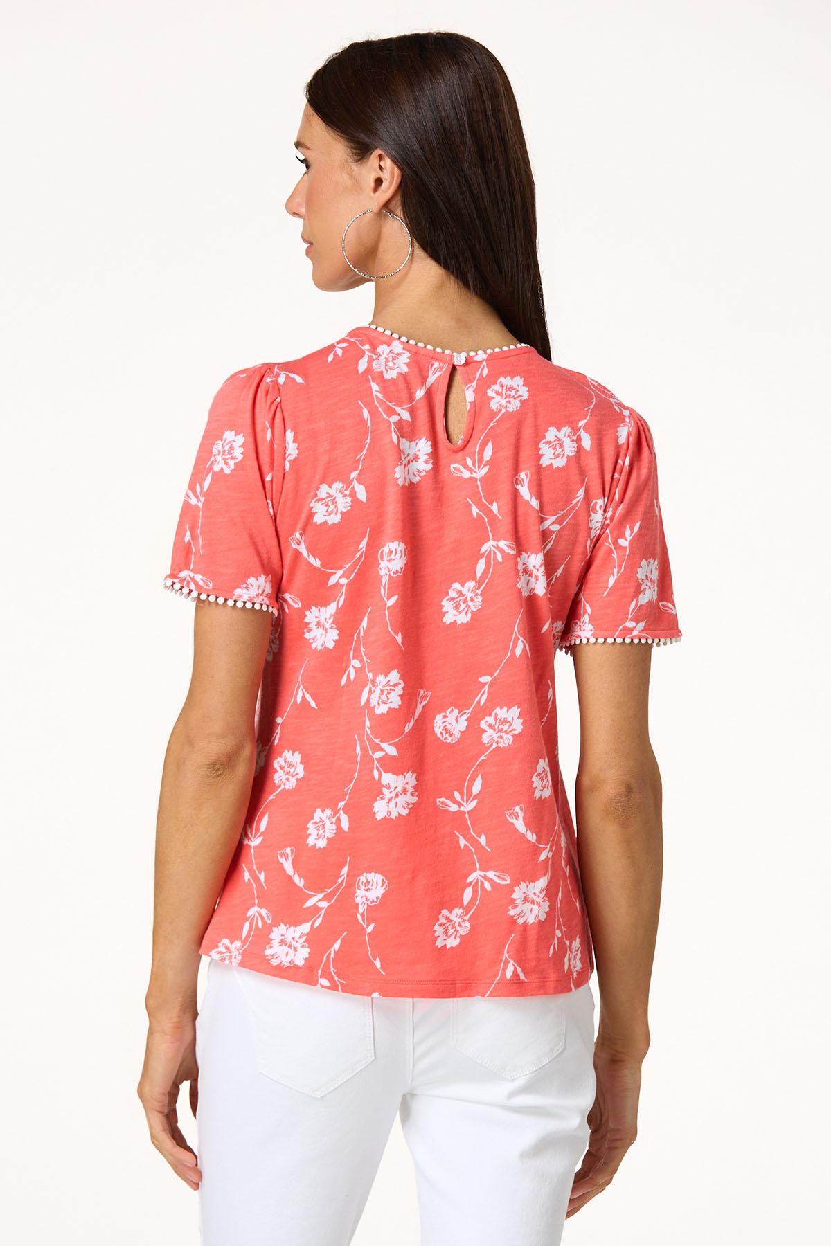 Floral Pom Trim Top