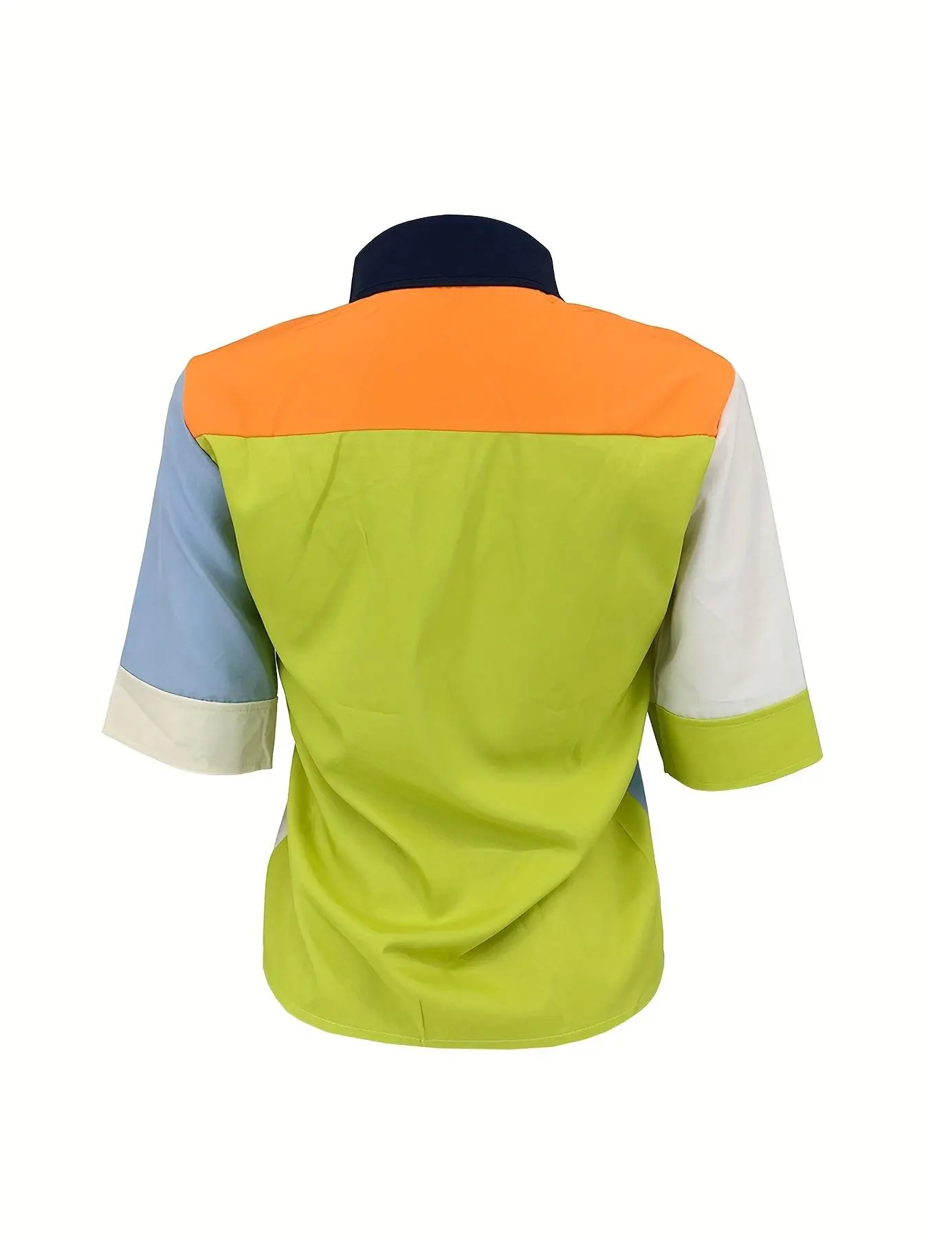Women's Colorblock Pocket Button Front Shirt, Blouse, Summer Clothes for Women