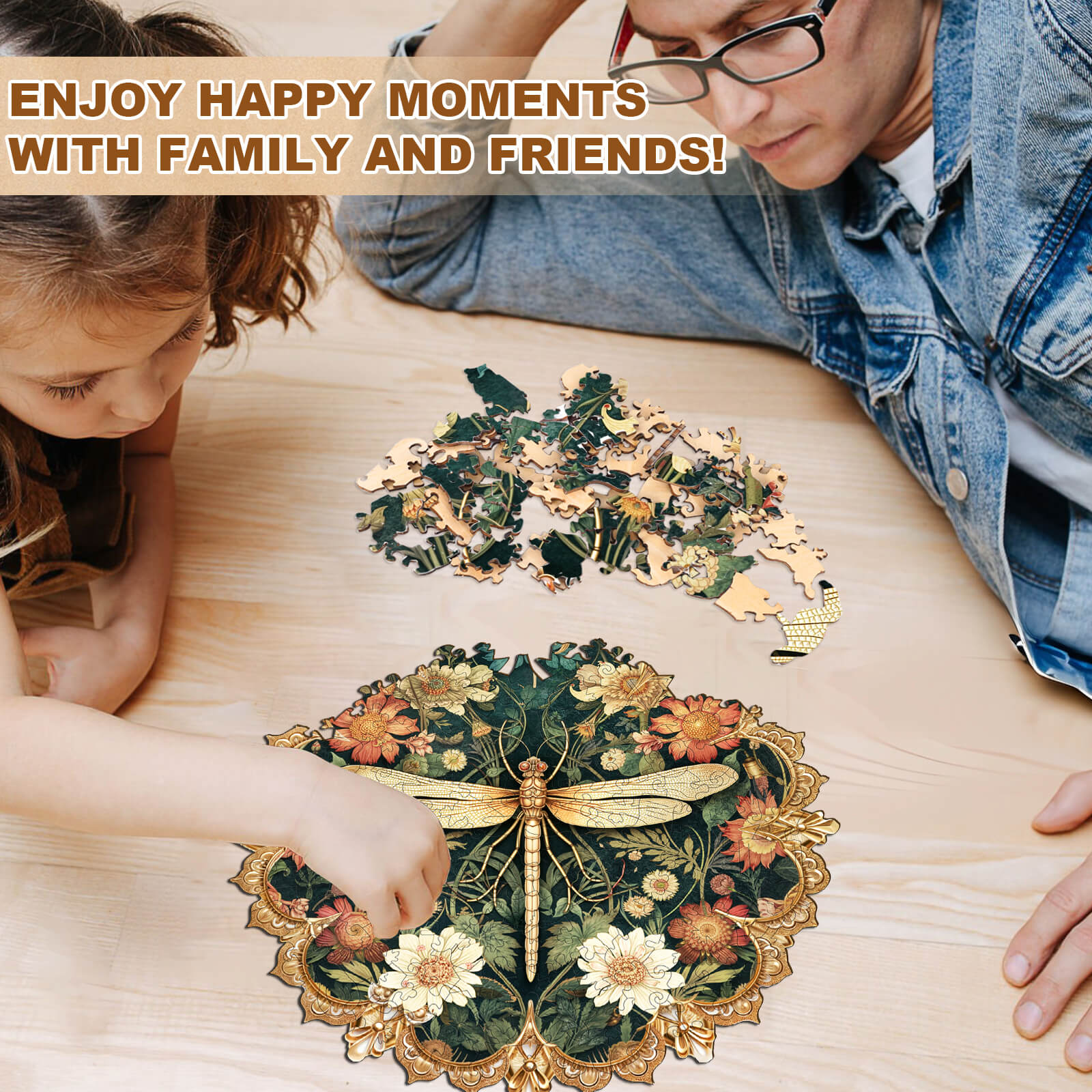 William Morris dragonfly Wooden Jigsaw Puzzle