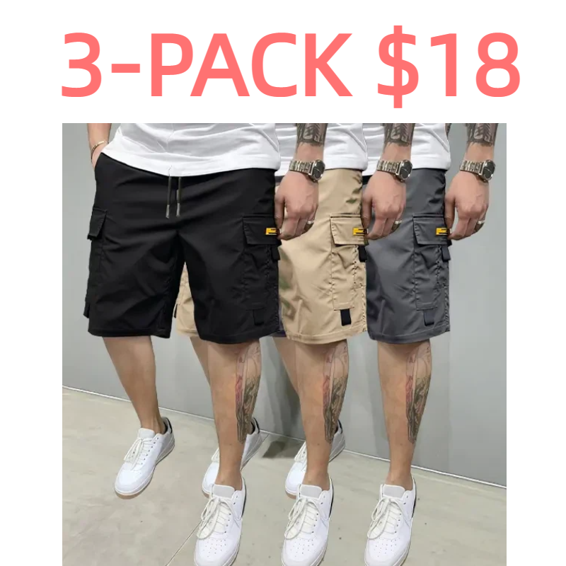 Street Style Three-Piece Set!Men's Multi-Pocket Cargo Shorts