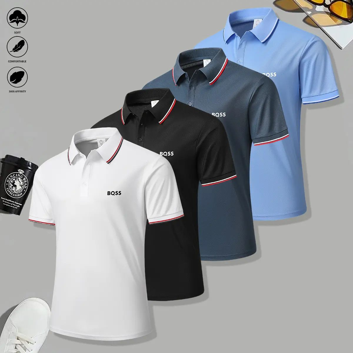 men's casual short-sleeved polo shirts mixed-color suit, breathable and refreshing, suitable for all seasons, is a good choice for men who give gifts during the holidays