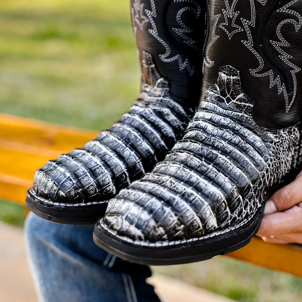 Desert Caiman Belly Leather Boots With 3D Lightweight Sole - Composite Toe