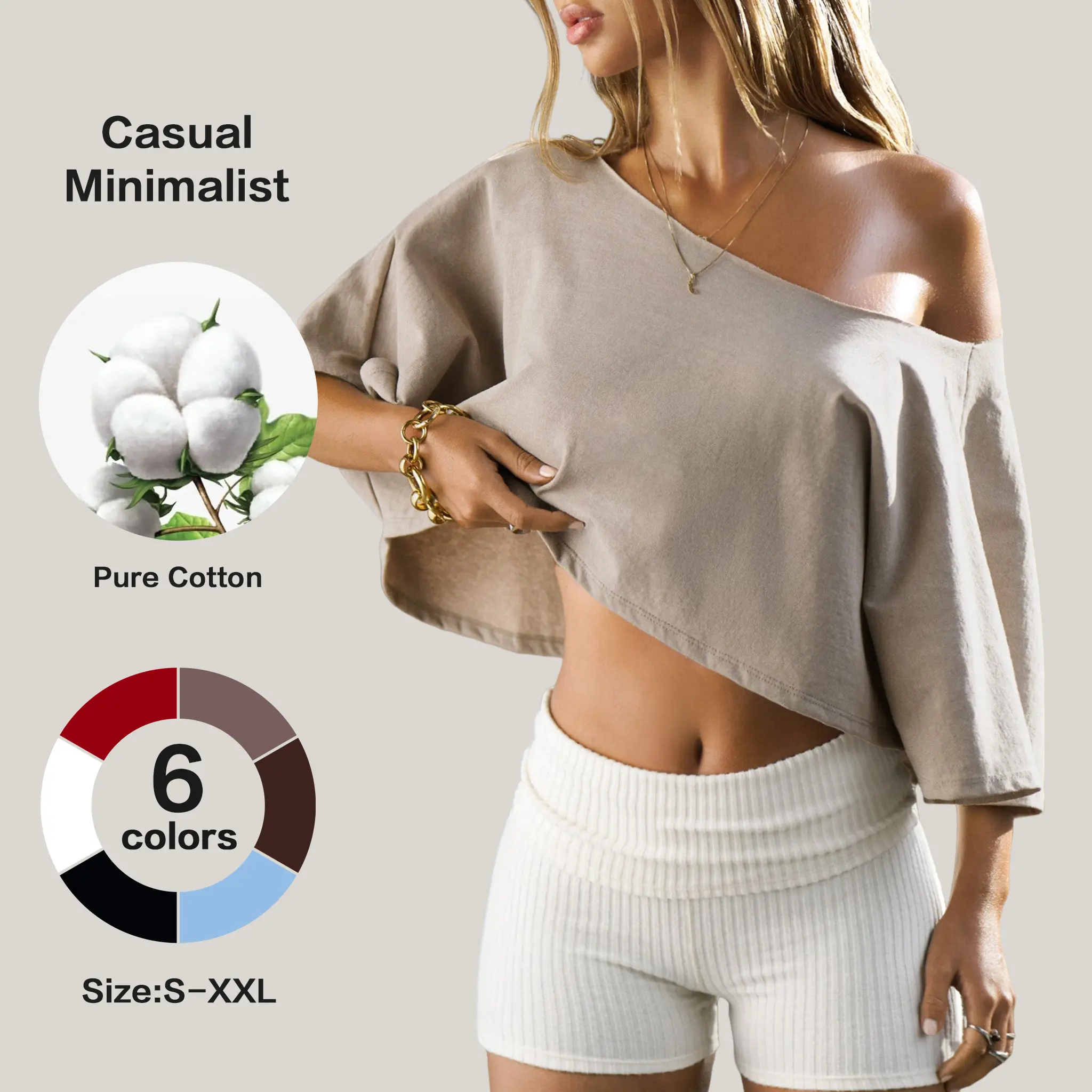 Women’s Cotton Off-Shoulder Crop Top (Soft, Breathable & Effortless Fit)