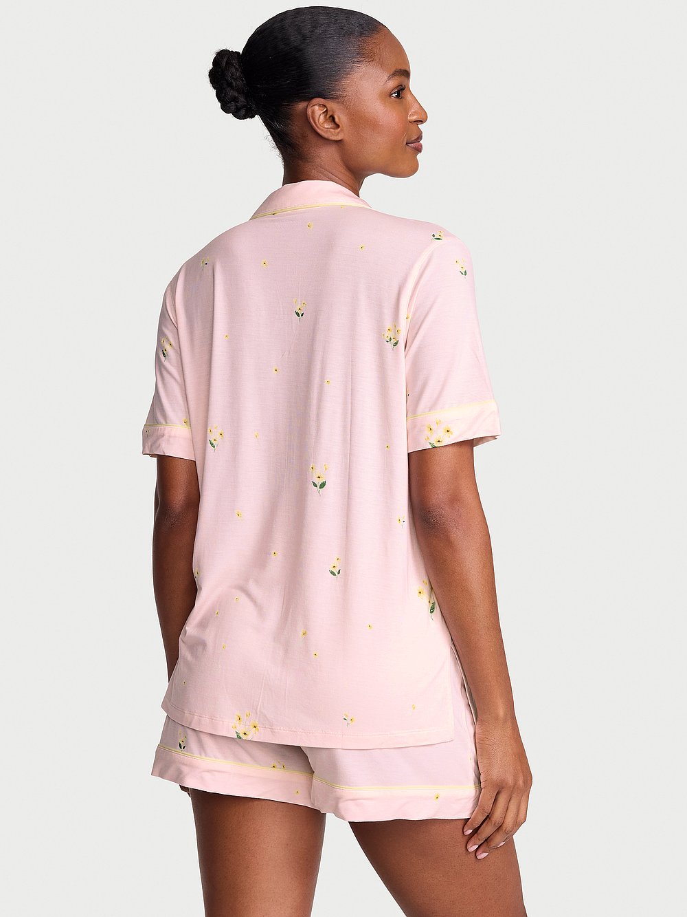 Modal Short Pajama Set Ballet Pink Floral