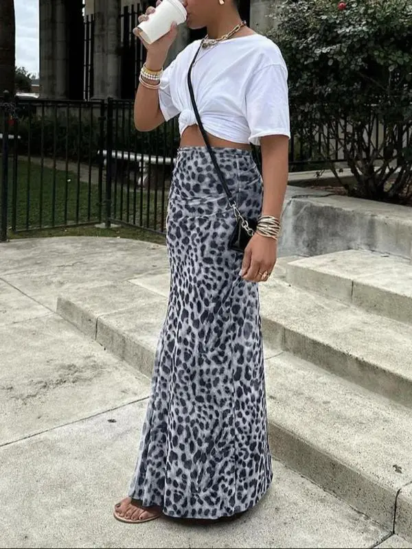 Women's Leopard Print High Waist Bodycon Skirt