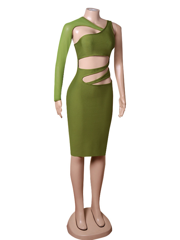 Casual Wrap Irregular Clipping Backless Solid Dress