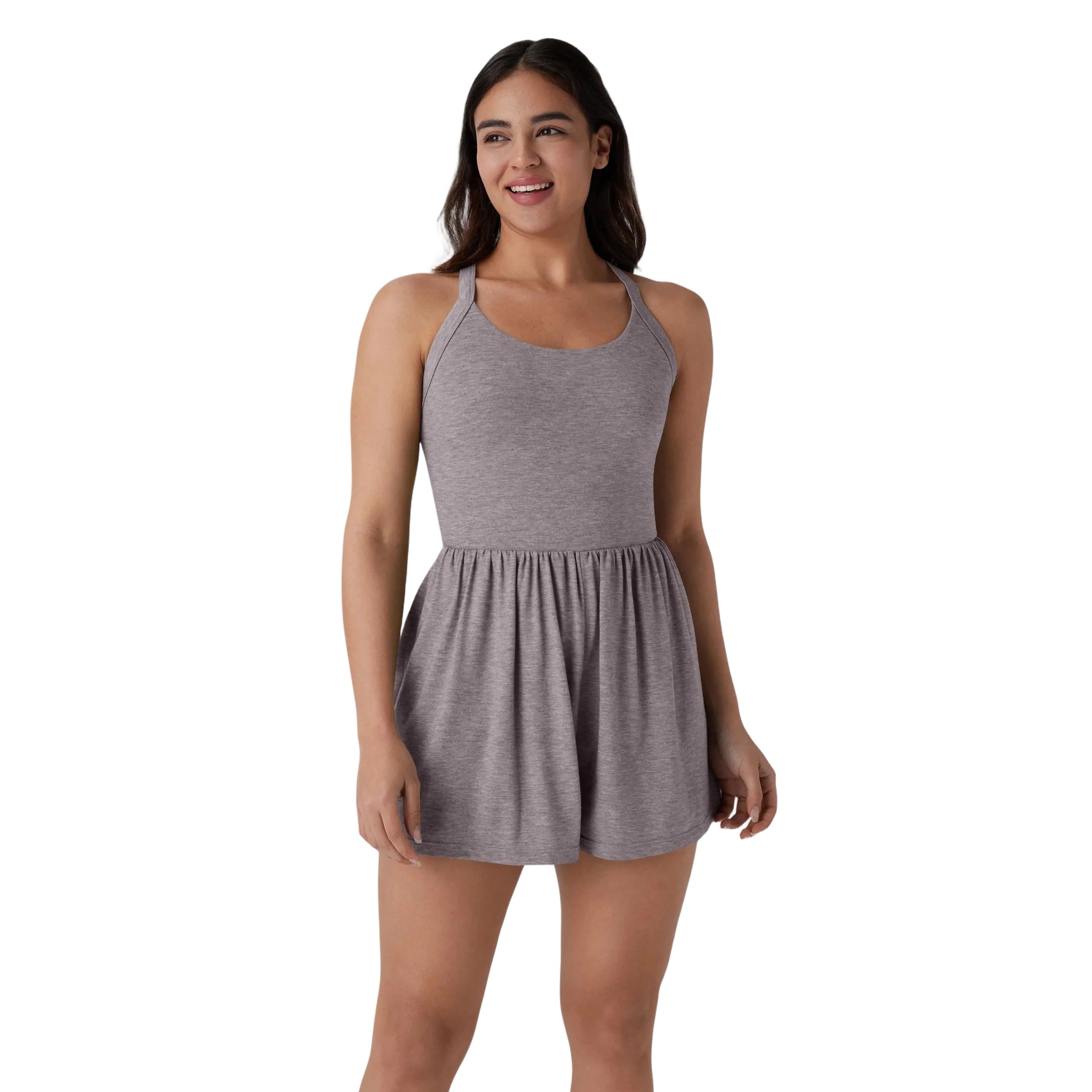 Women’s Backless Twisted 2-in-1 Resort Romper with Built-In Shorts & Pockets