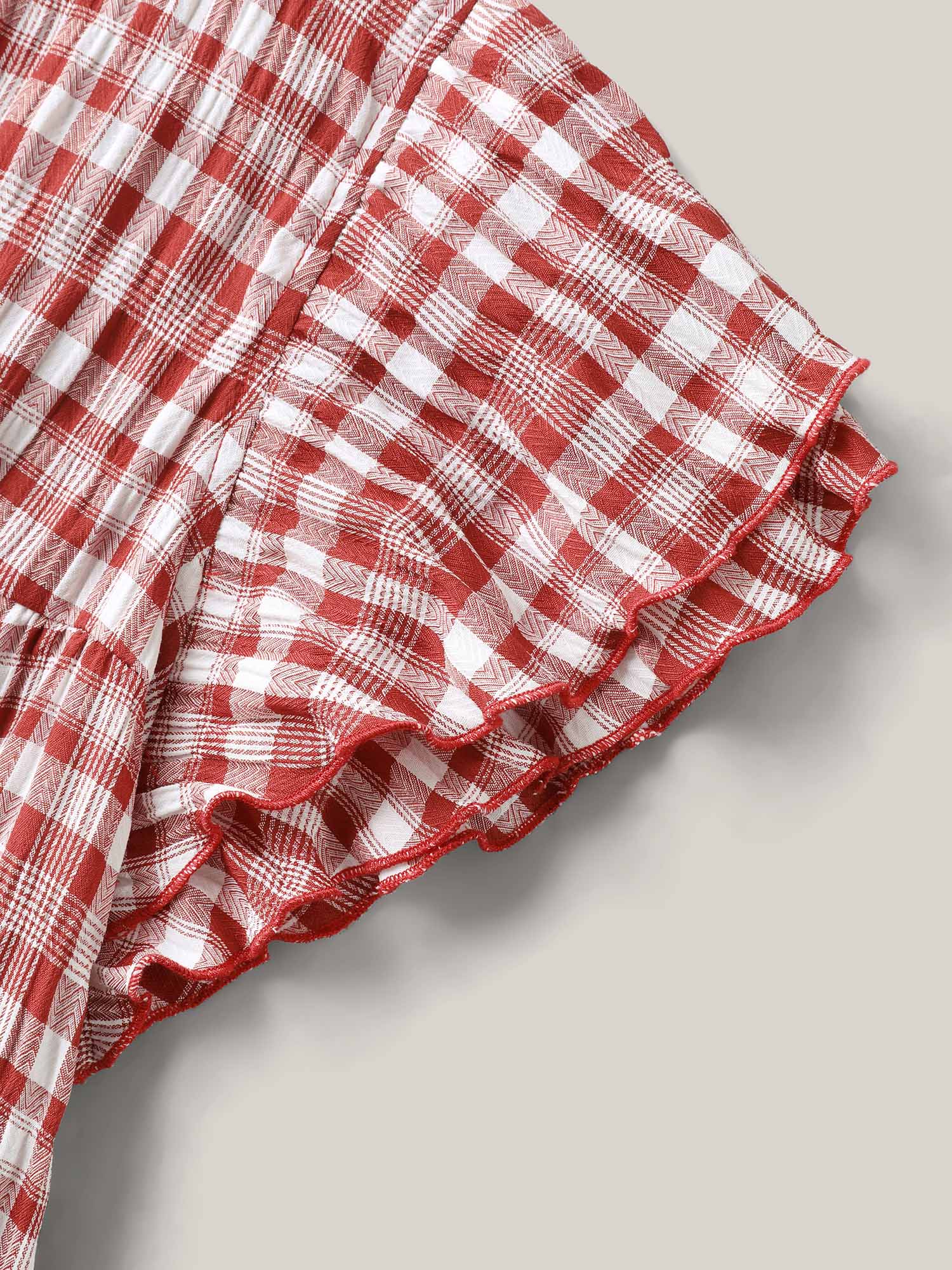 Sweet Plaid Pattern Pockets Mini Dress