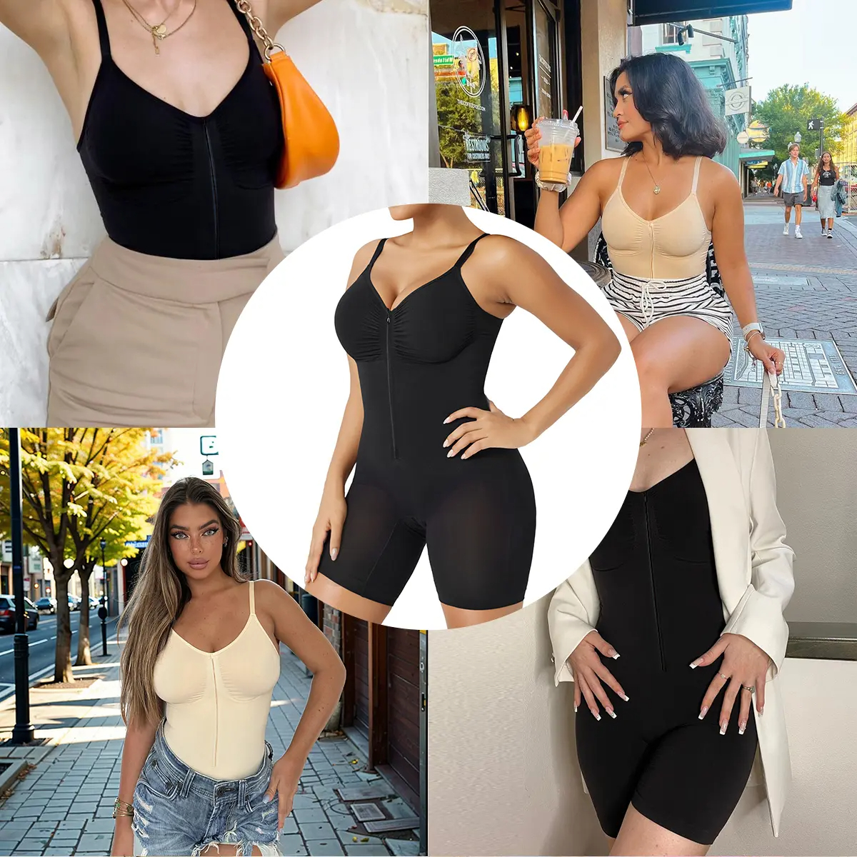 🔥🔥8 PACKS $24 Shapewear for Women| Tummy Control Bodysuits Zip-Up Comfort