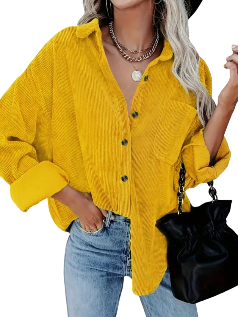 Women's Corduroy Shirt with Pocket Buttons and Front Opening