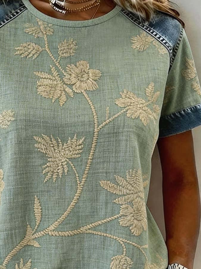 Women'S Casual Round-Neck Printed Top