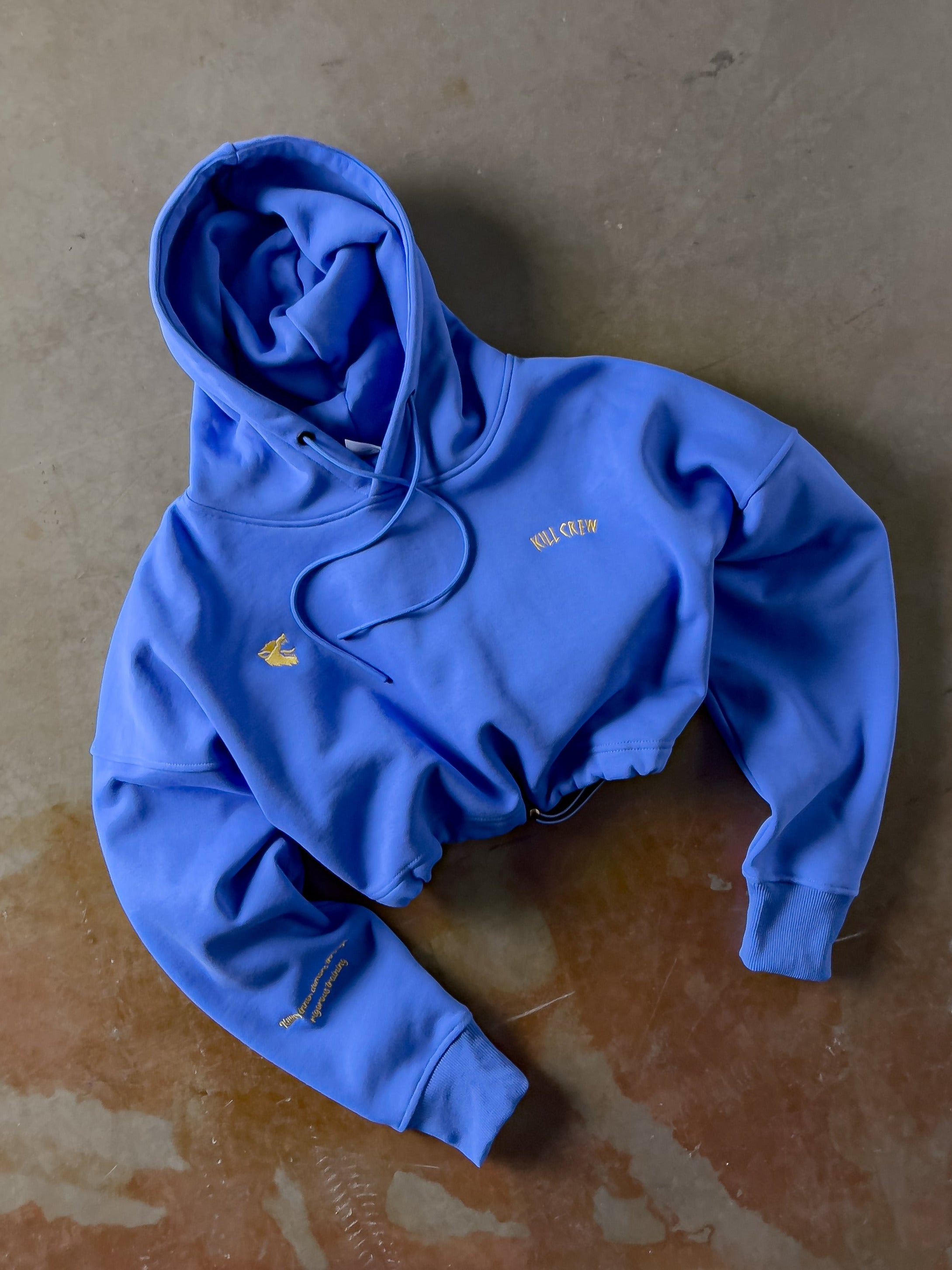 WOLF CROP HOODIE - BLUE