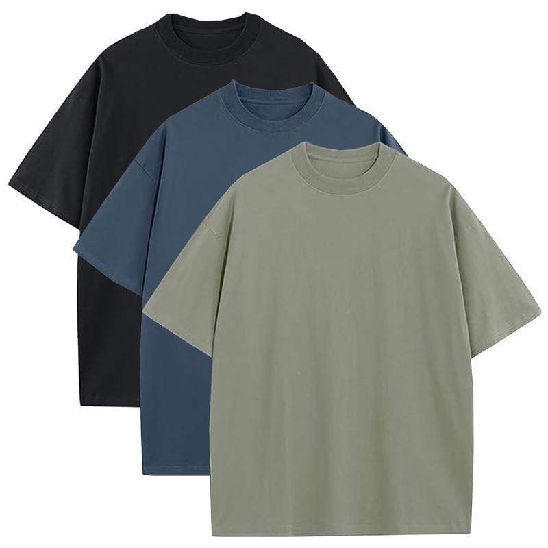 Men’s Multi-Pack Heavyweight 100% Cotton Drop Shoulder Fashion Tees