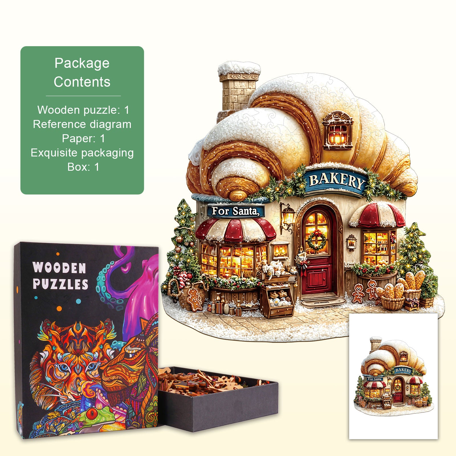 Christmas Bakery Wooden Jigsaw Puzzle