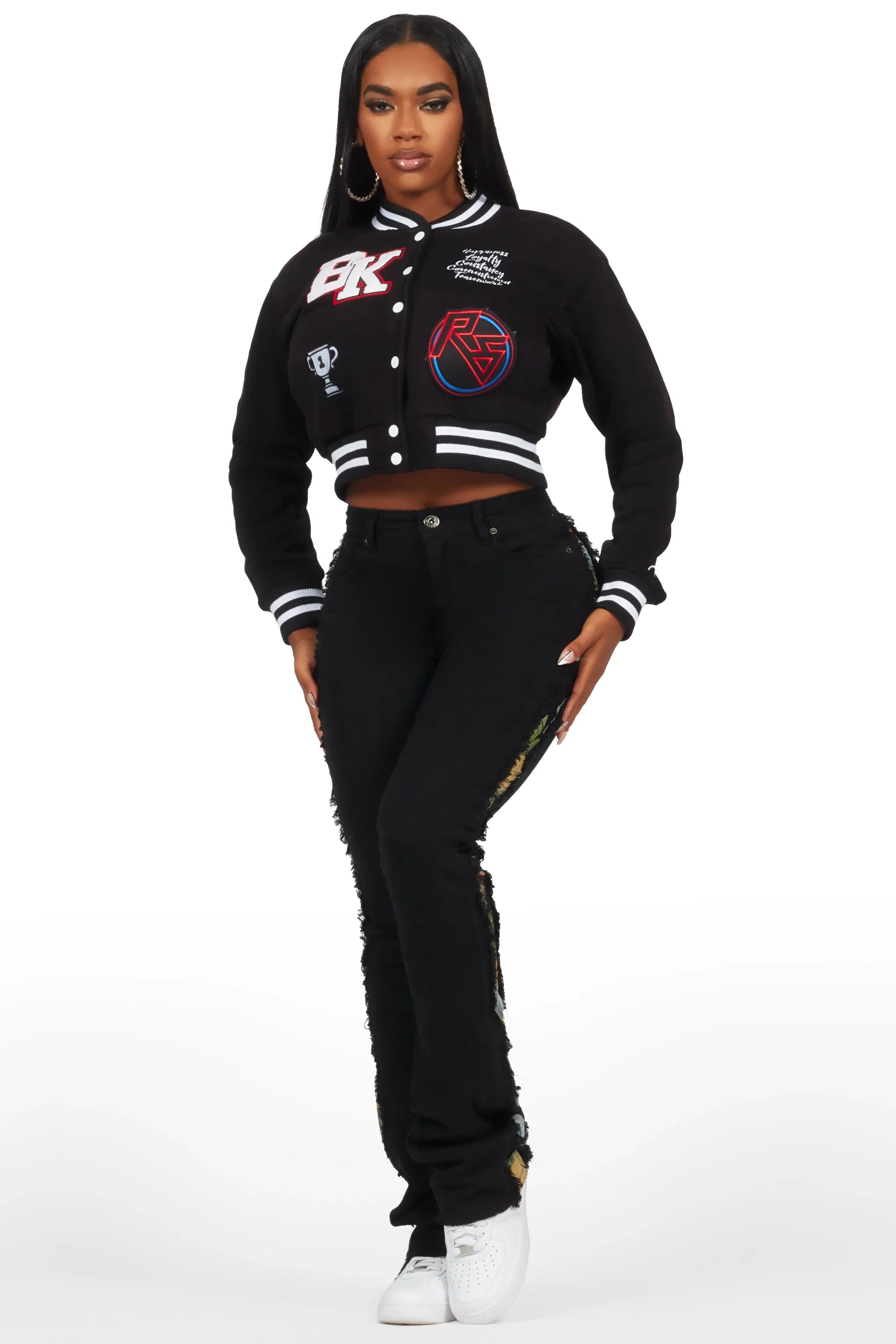 Carcilece Black Varsity Jacket