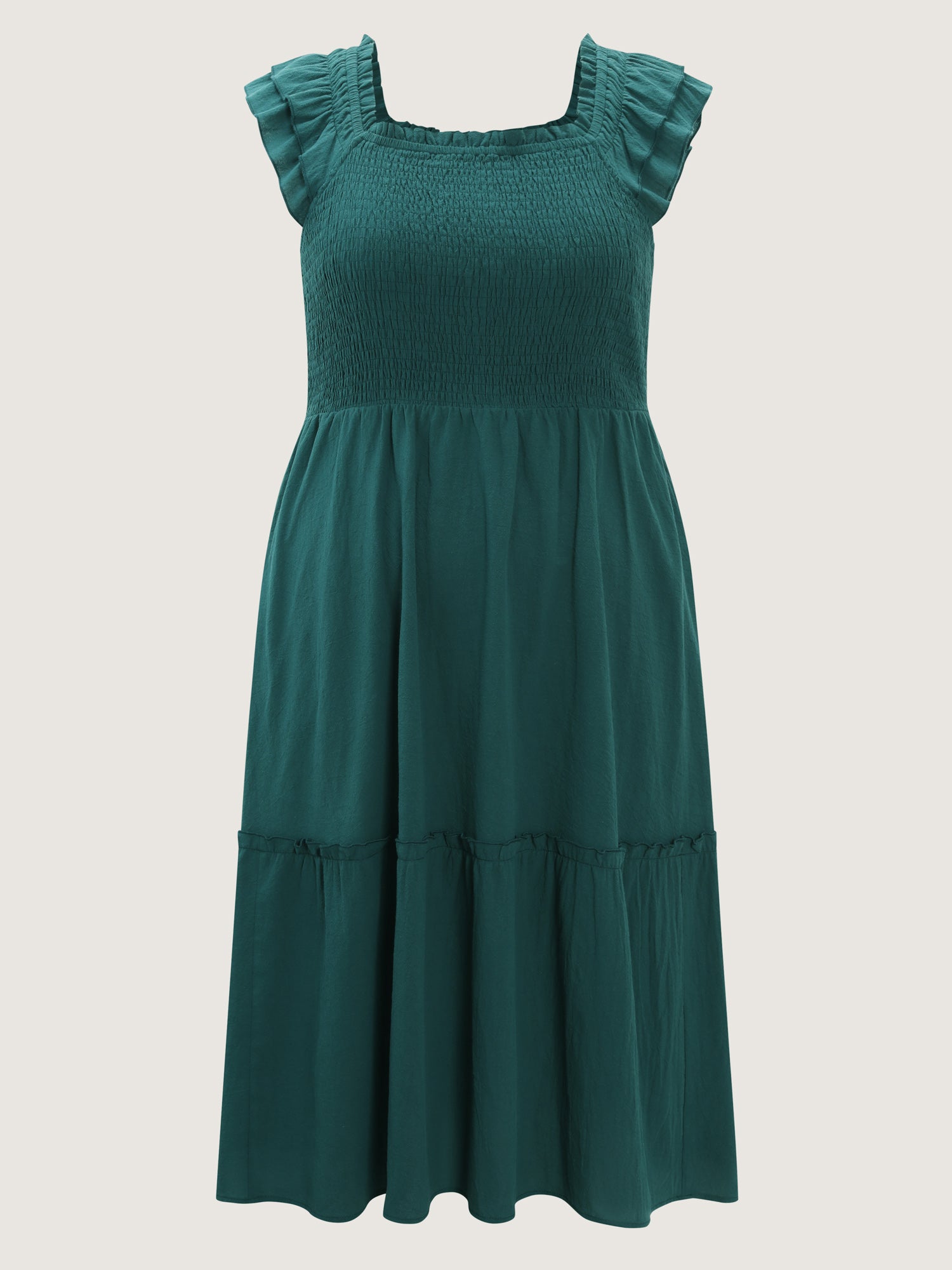 Pure Cotton Shirred Bodice Midi Dress