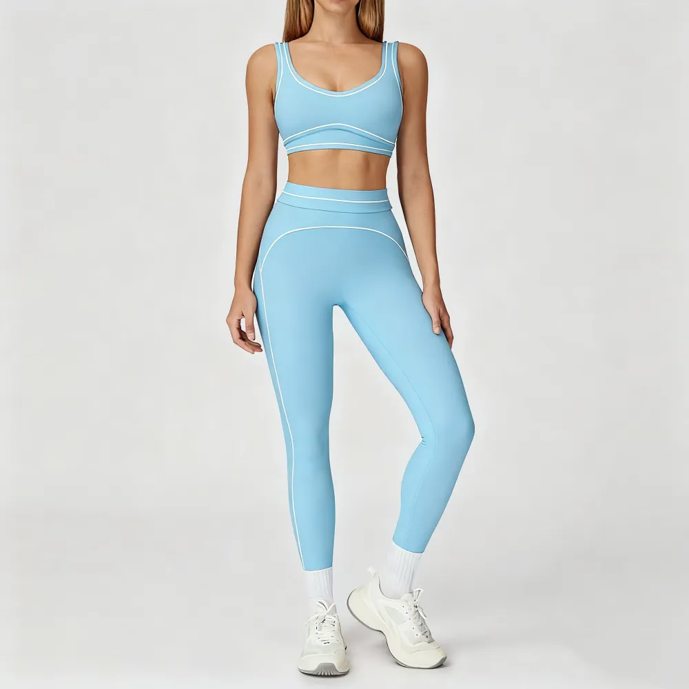 Women’s 2-Piece Sports Set – Color-Block Yoga Outfit