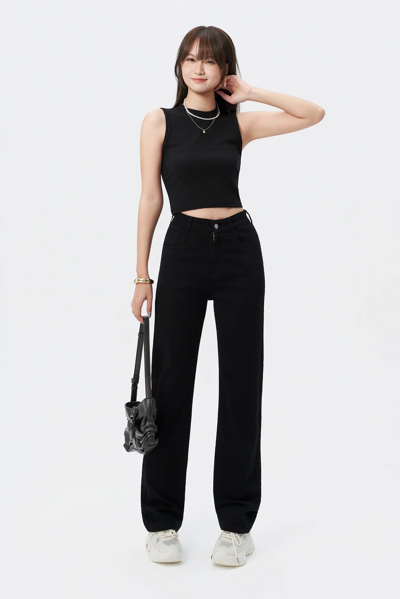 Blackish Super Rise Straight Leg Jeans