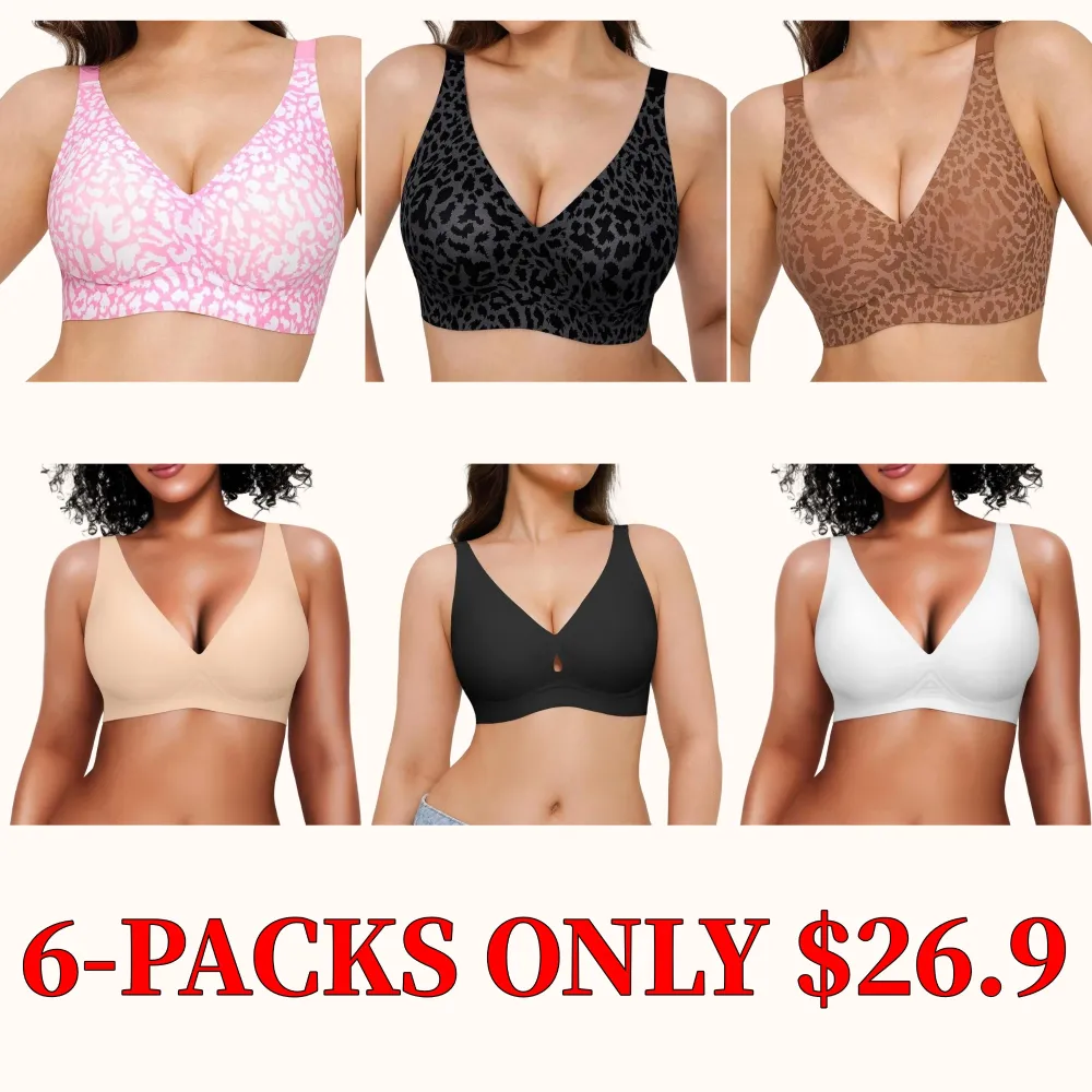 Wireless leopard print jelly bra with side support and adjustable straps