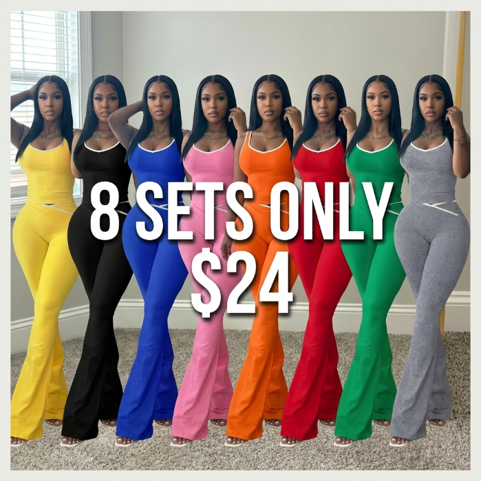 Women's Chic Colorblock Sleeveless Tank & High-Waisted Flared Leggings Set