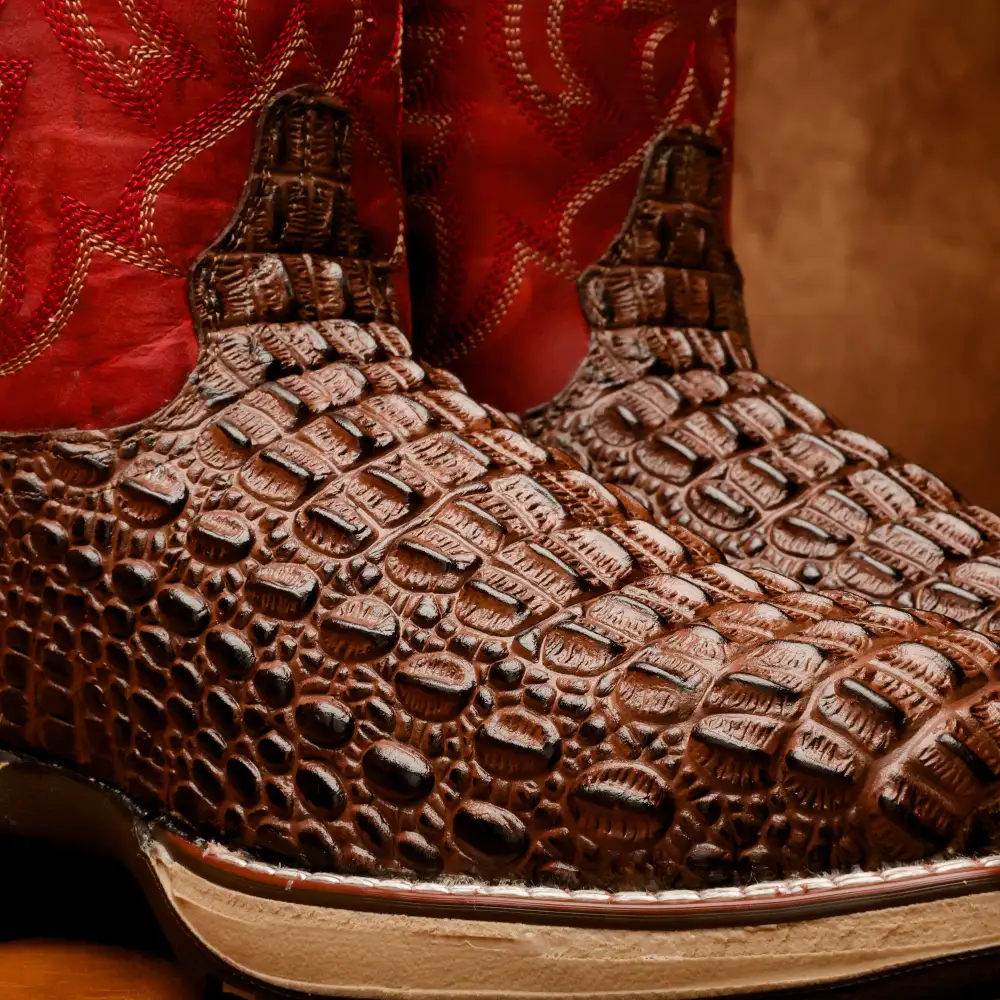 Brown Caiman Hornback Leather Boots With 3D Lightweight Sole - Composite Toe