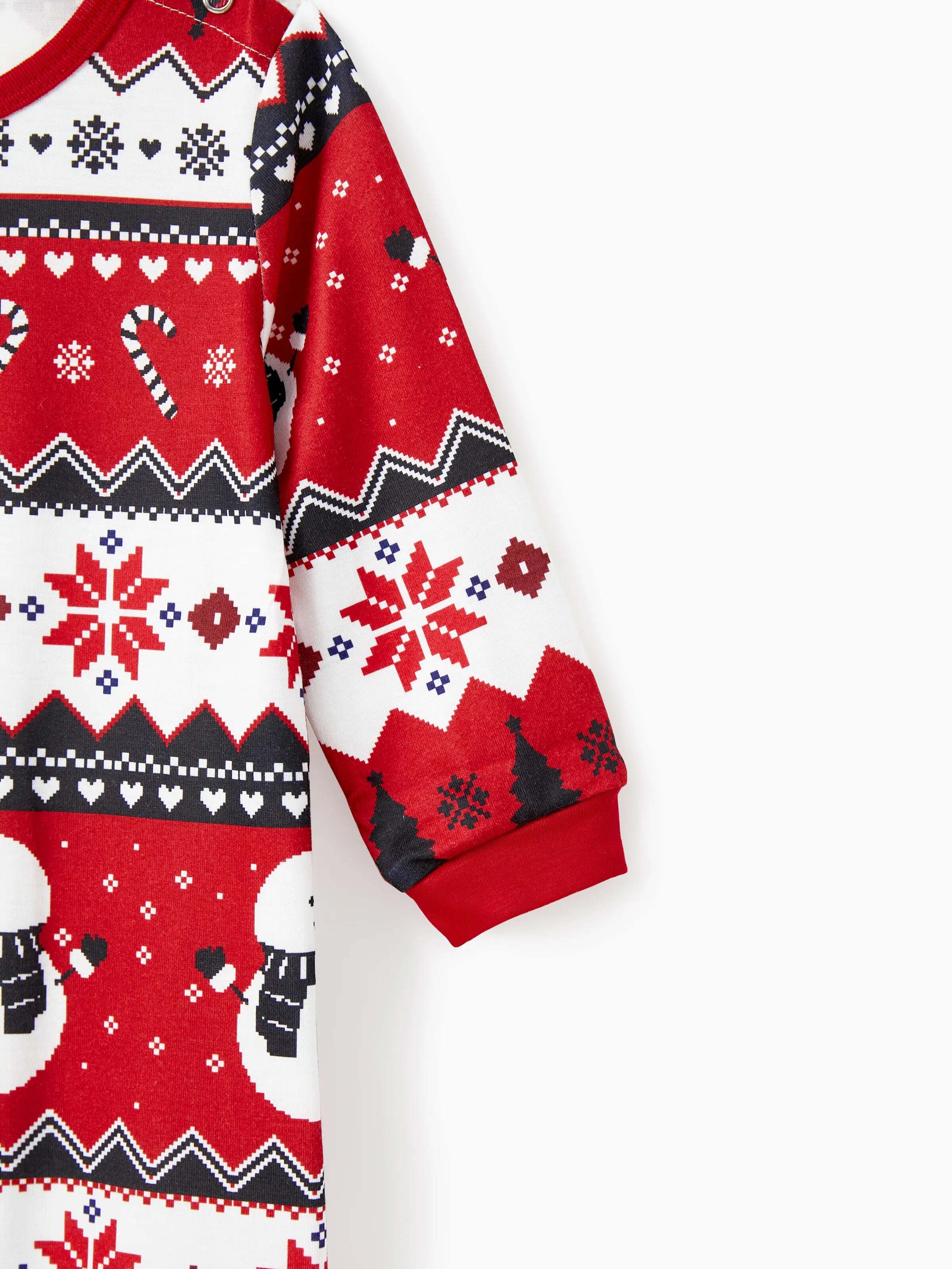 Christmas Family Pajamas Set Snowman Print Long-sleeve PJS with Christmas Socks Black