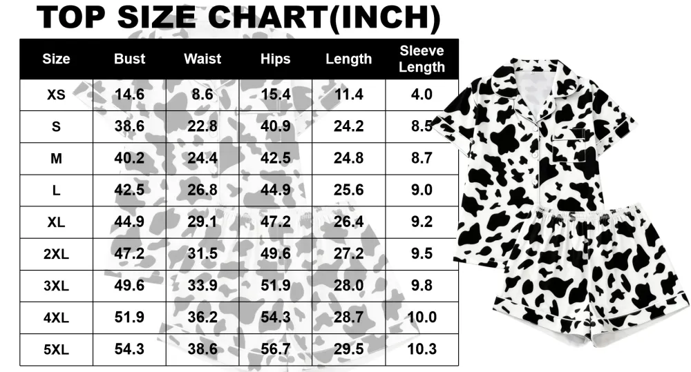 Women's Cow Print Contrast Binding Pyjama Set