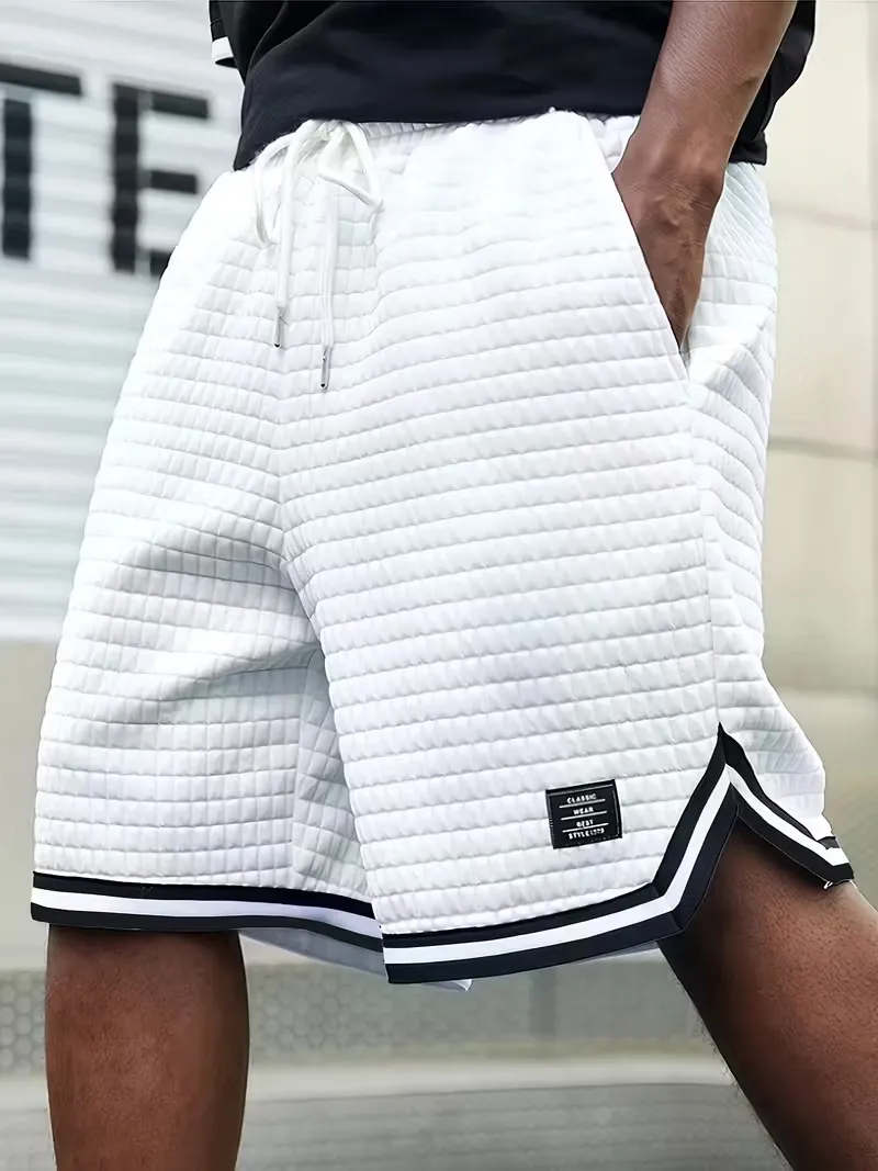 Men's Waffle Knit Shorts - Elastic Drawstring Waist Casual Summer Shorts with Stretch