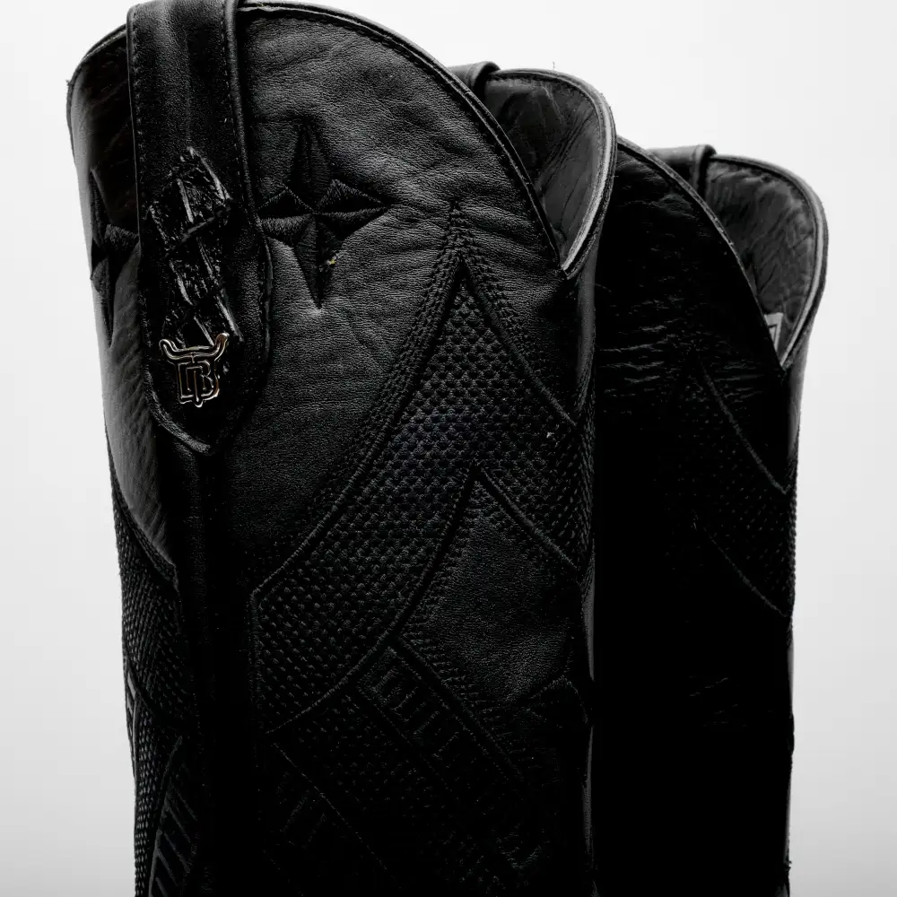 Total Black Caiman Belly Leather Boots - Square Toe