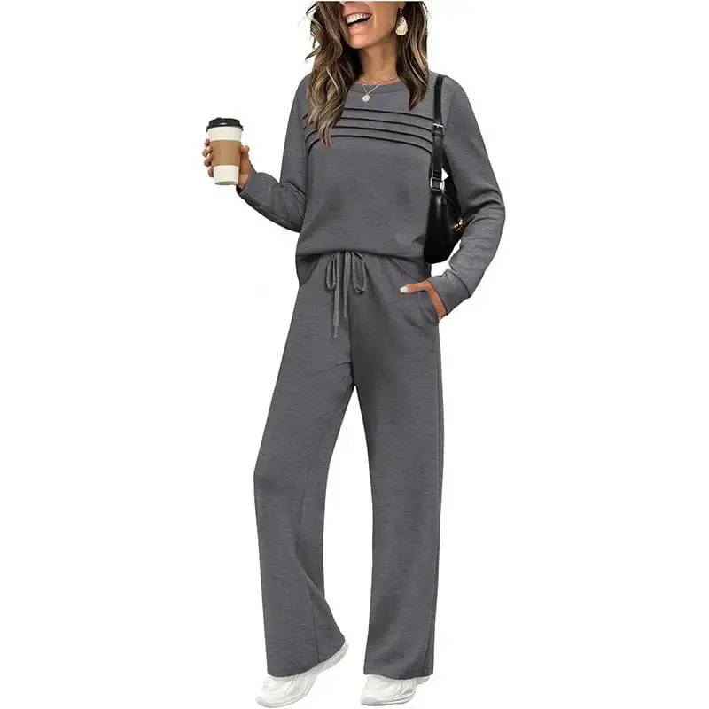 ✨Women's Long-Sleeve Pullover Tracksuit Set - Soft Drawstring 2-Piece Outfits