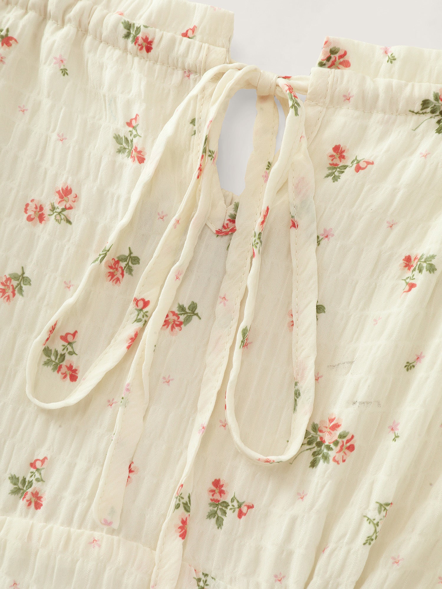 Floral Patchwork Print Drawstring Maxi Dress