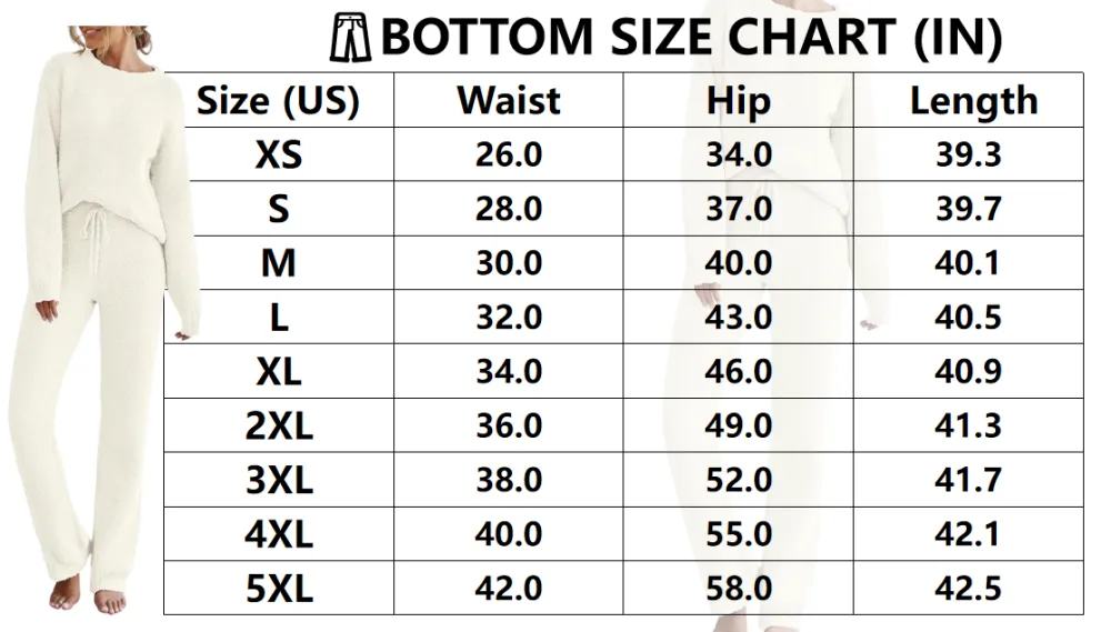 Women Fuzzy Fleece Long Sleeve Pajama Loungewear Set