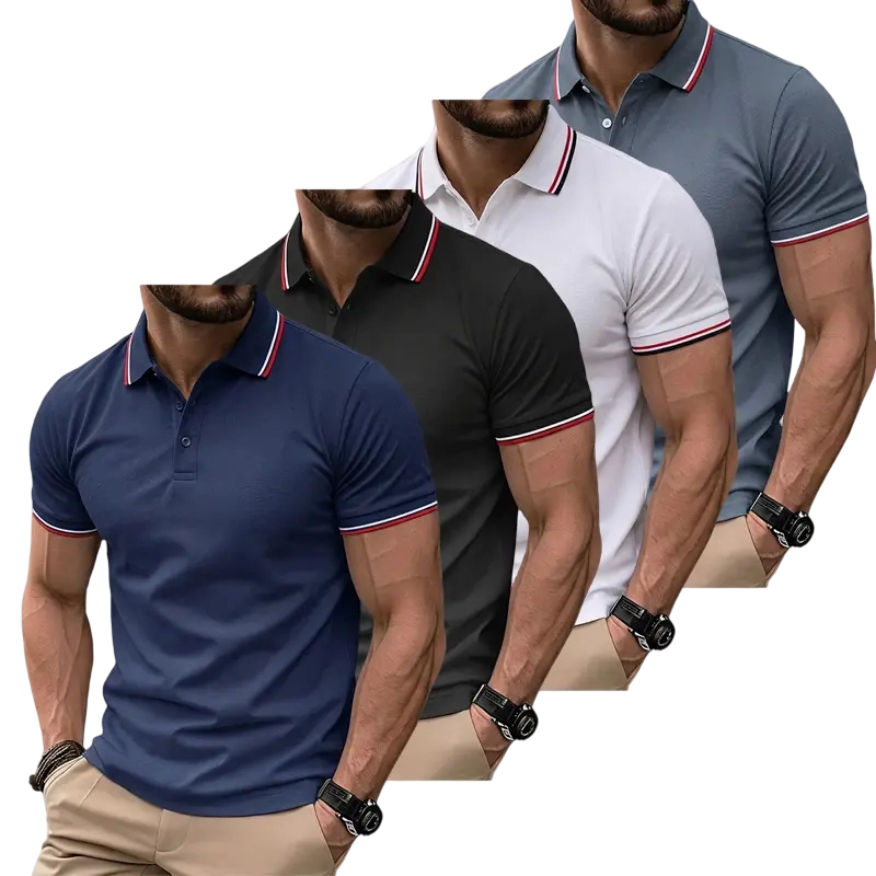 Men’s Short-Sleeve T-Shirt Pack of 12 – Solid Color, Turn-Down Collar Design, Slim Fit, Business Casual, Comfortable Undershirt