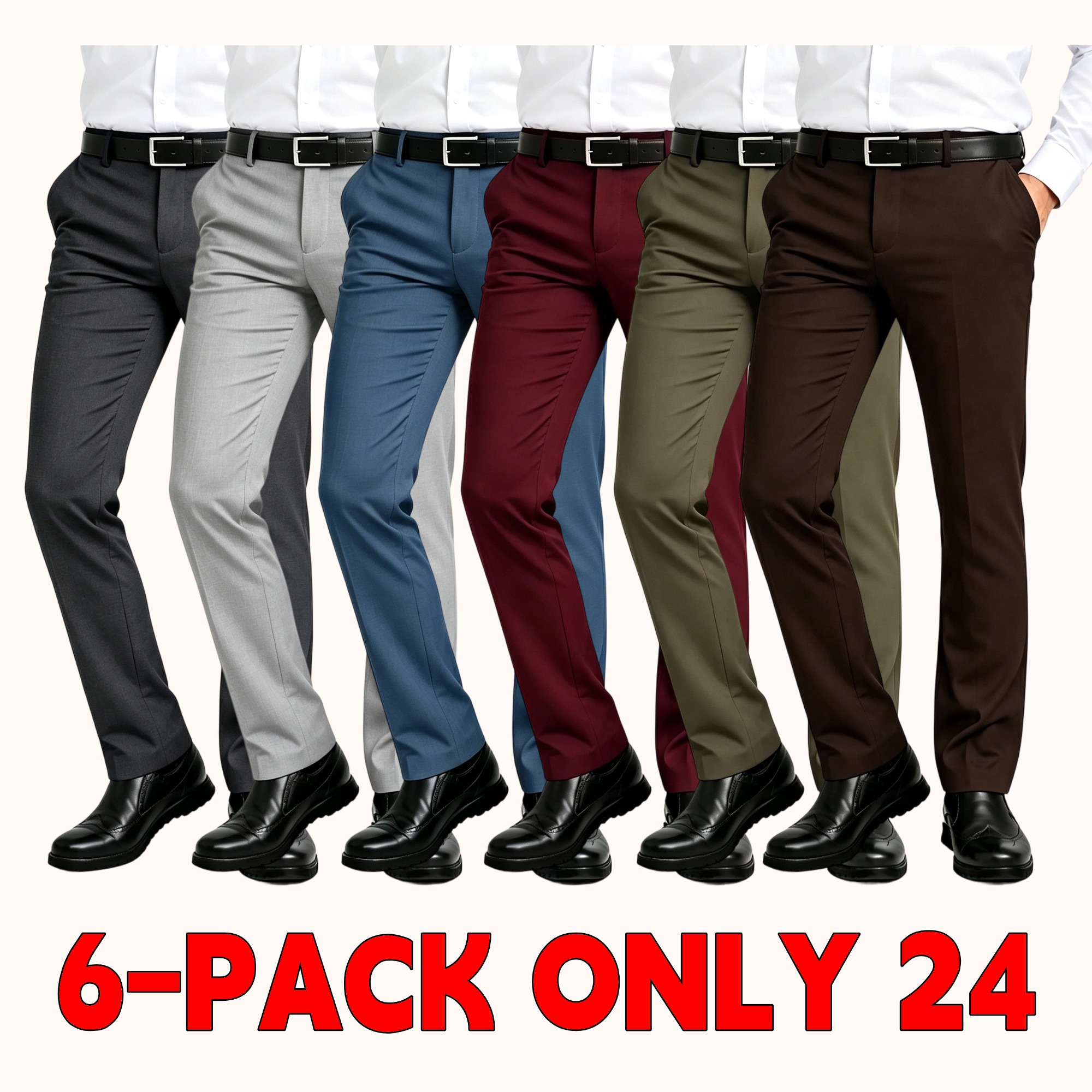 Mens Flex Stretch Slim Fit Dress Pants