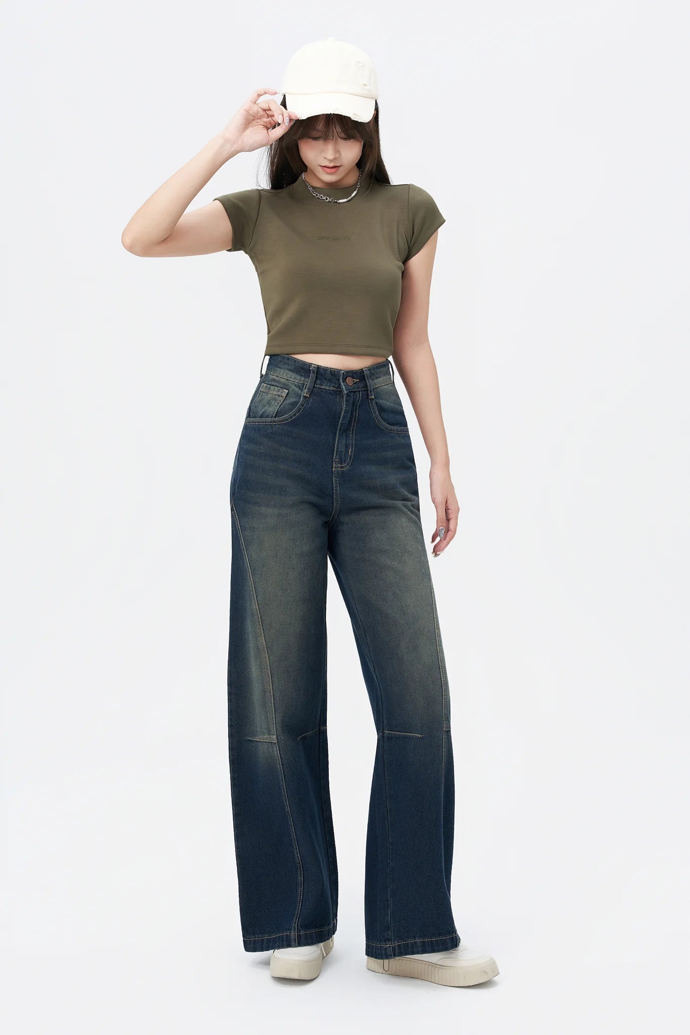 Bold Streak Pannel Wide Leg Jeans
