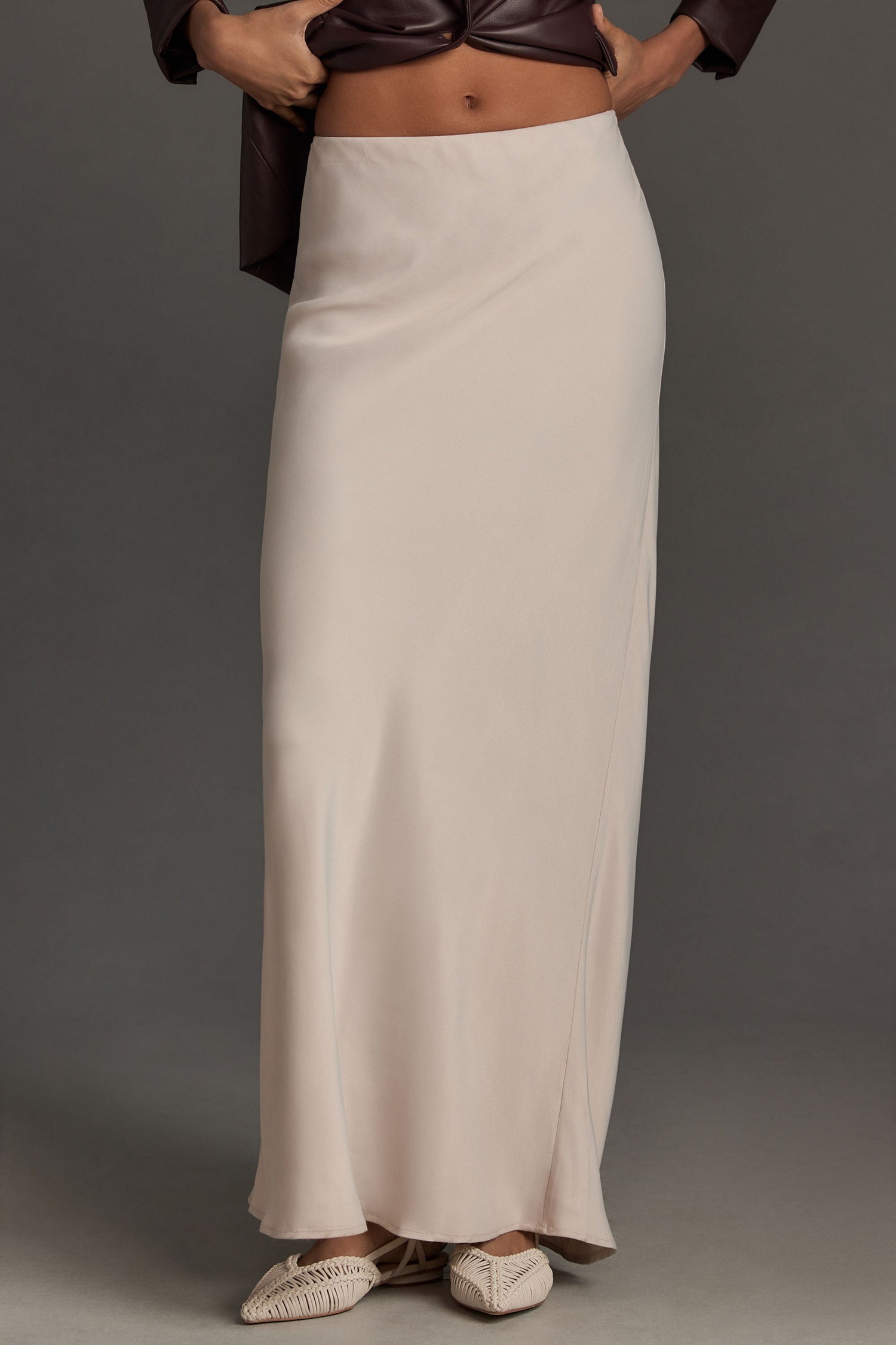 Embellished Side-Drape Maxi Skirt