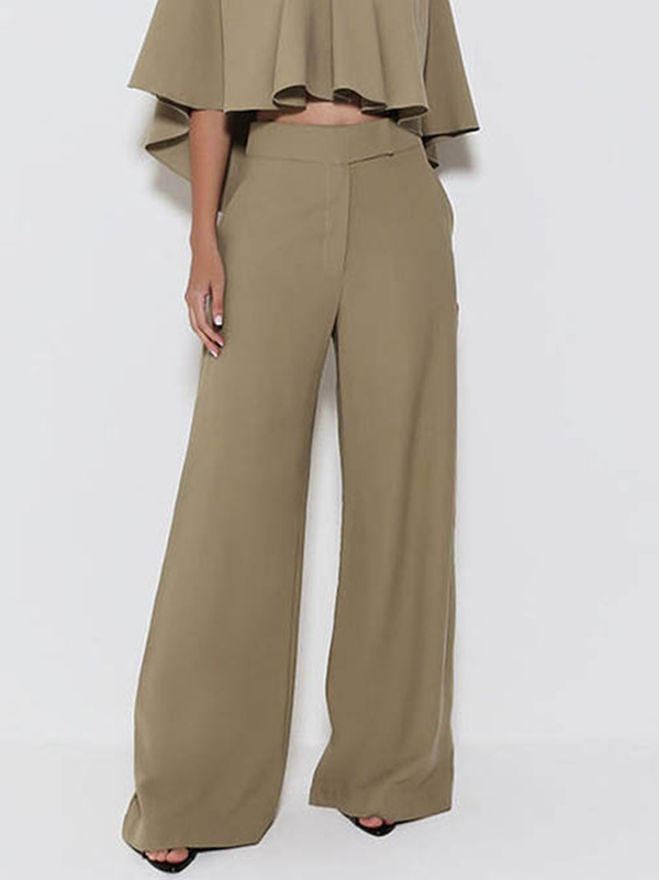 Solid Color Split-Joint Loose Suit Pants