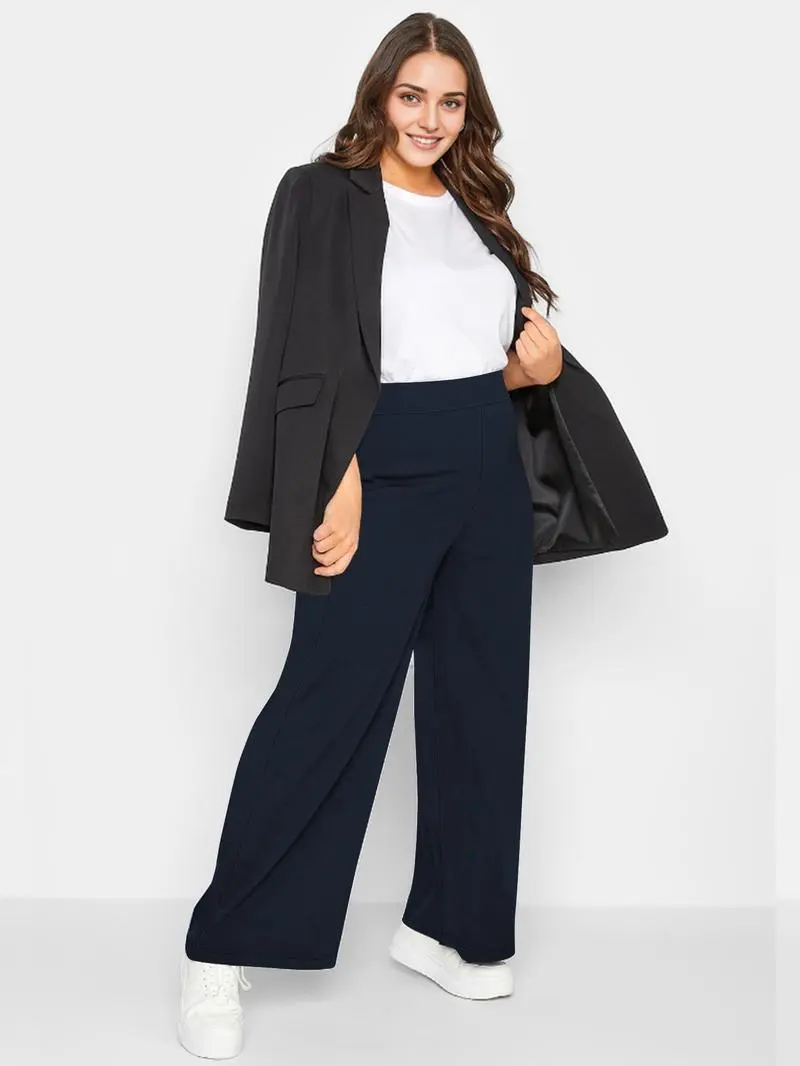[Plus Size] Solid Color High Waist Straight Leg Pants, Casual Comfy Pocket Trousers for Daily Wear