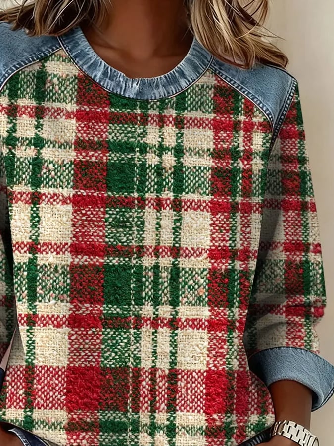 Women'S Casual Round Neck Printed Pullover Sweatshirt