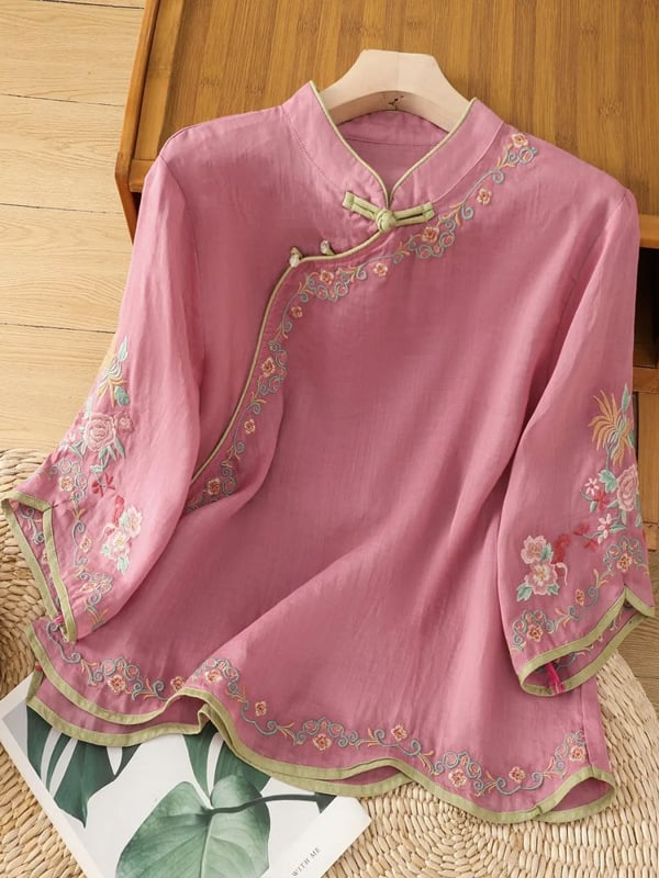 Women Embroidered Cotton Linen Tops- Fast Shipping