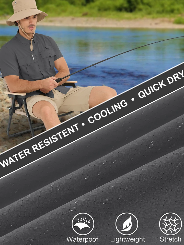 MAGCOMSEN UV Block Fishing Shirts Mens Short Sleeve UPF 50+ Sun Protection Button Shirt Quick Dry Breathable Shirt Hiking Safari