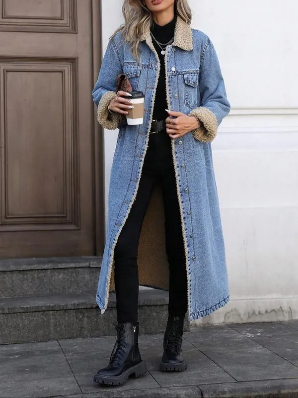 Women's Casual Denim Long Coat