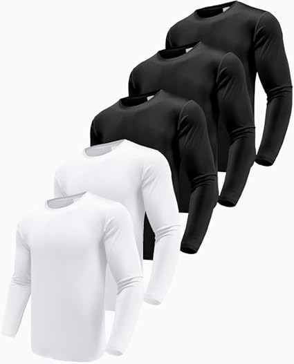 5 PIECES Long Sleeve Shirts for Men Moisture Wicking Mens Tee Shirts Workout T Shirt for Running workout tops gym outfits