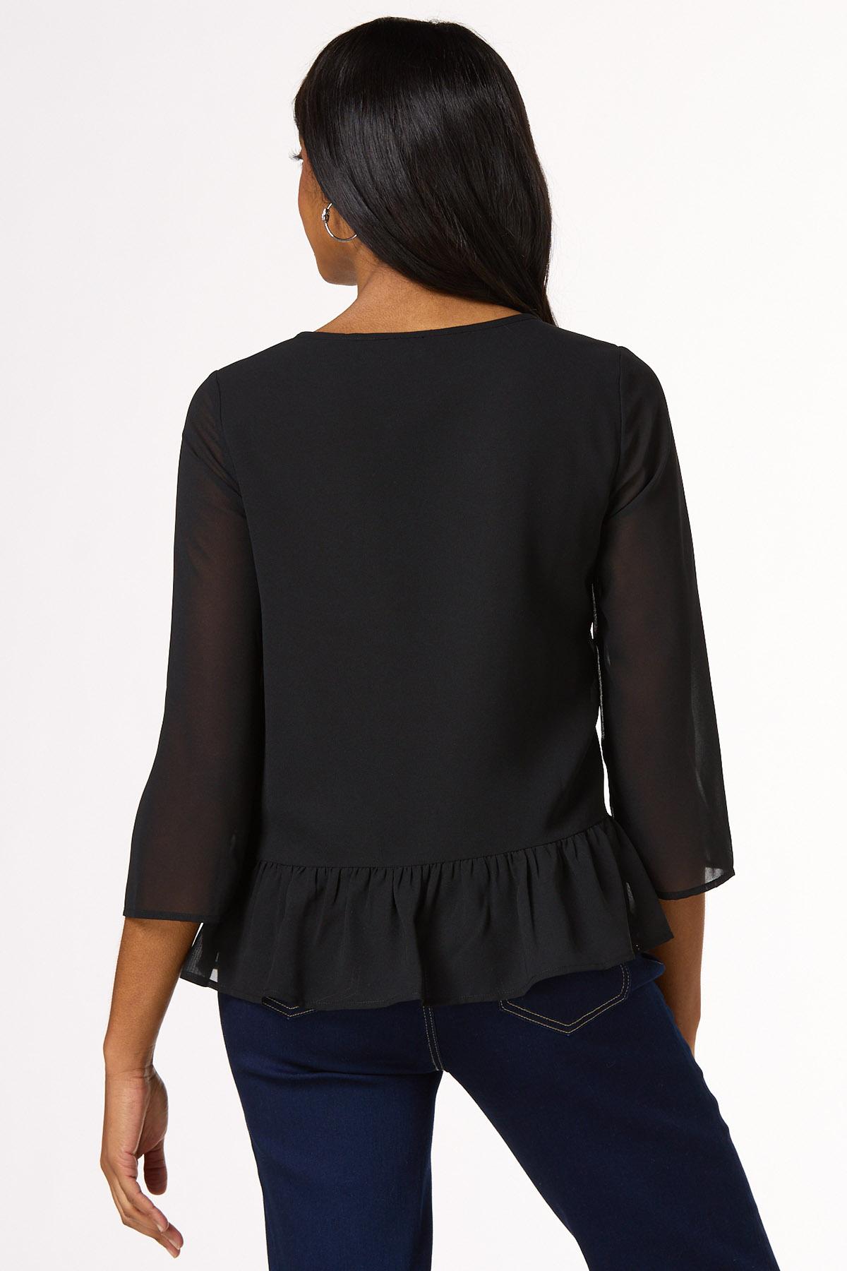 Embroidered Pleated Front Top