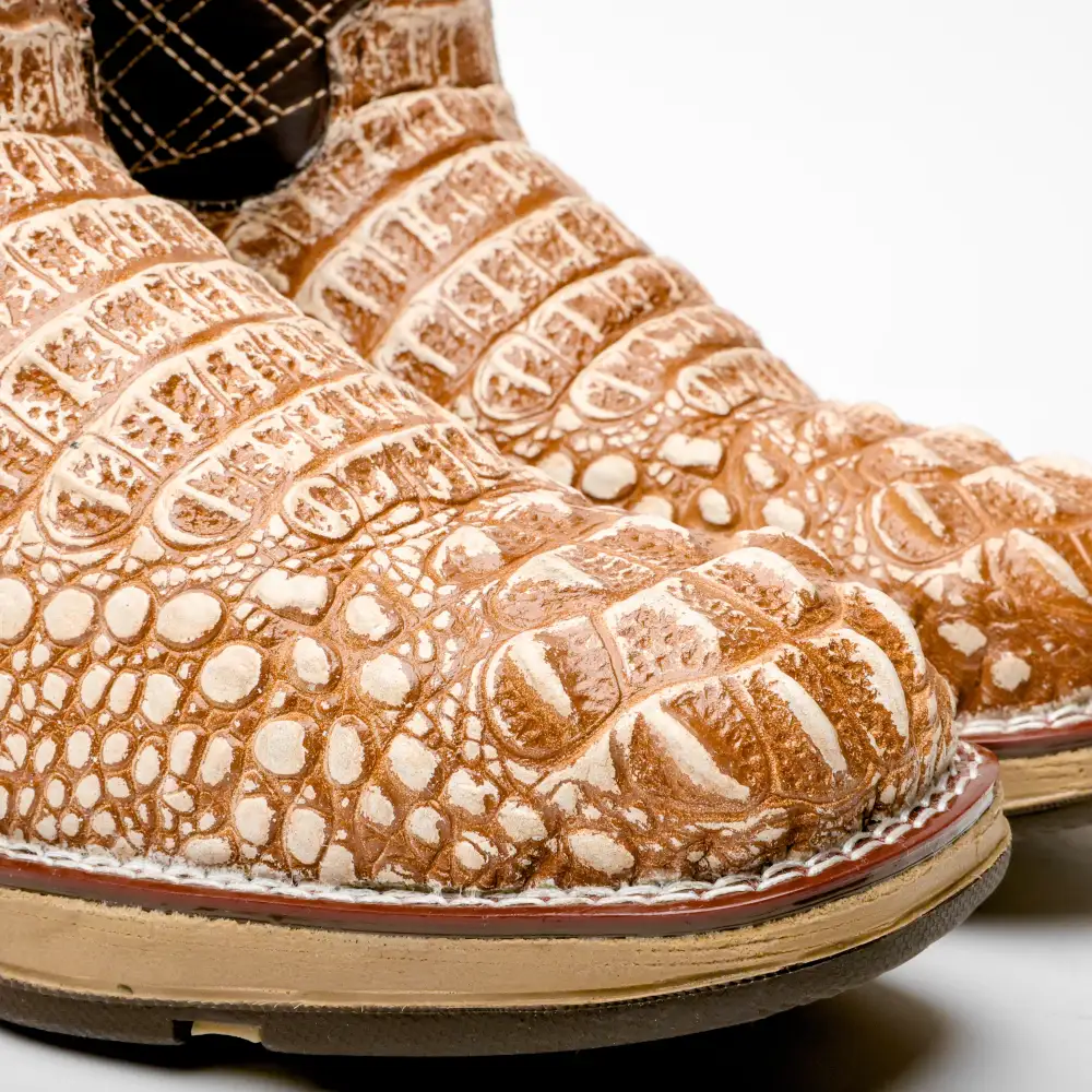 Rustic Desert Caiman Neck Leather Boots With 3D Lightweight Sole - Composite Toe