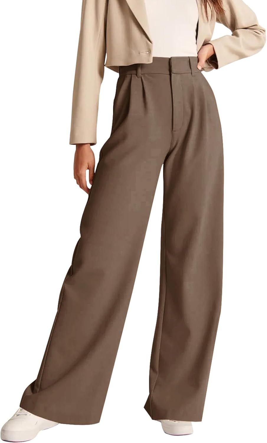 High-Waisted Work Pants for Women – Business Casual Office Trousers with Pockets