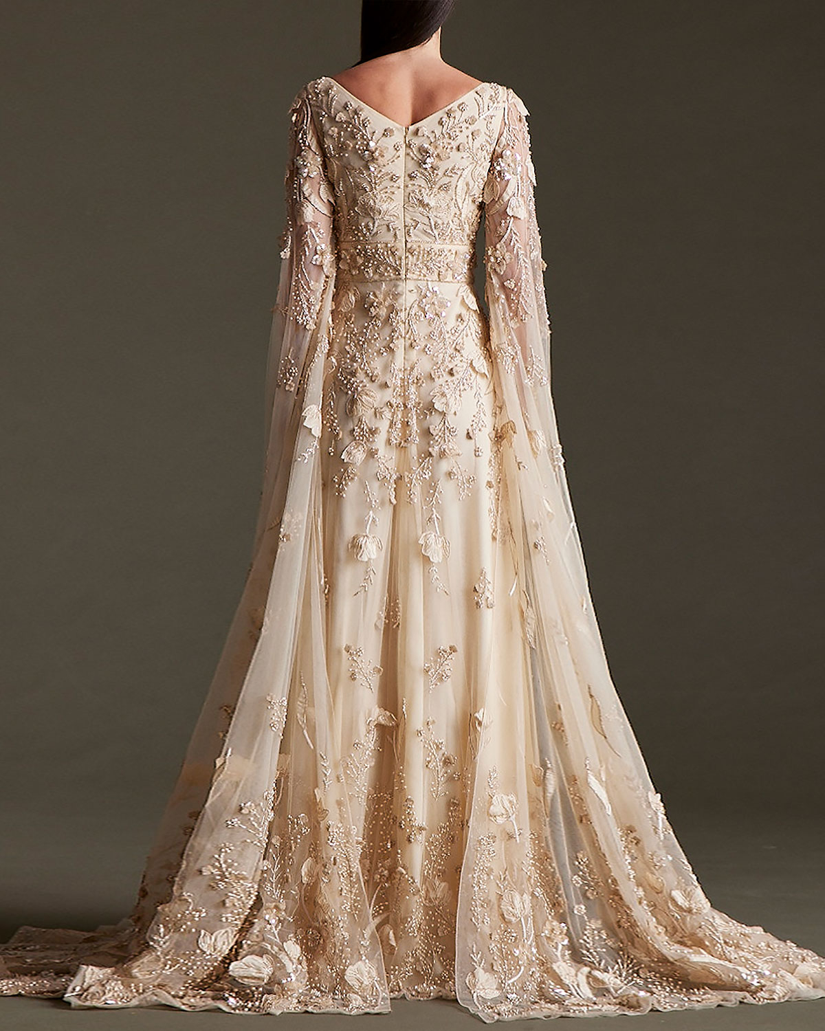 Floral Embroidered Tulle Gown