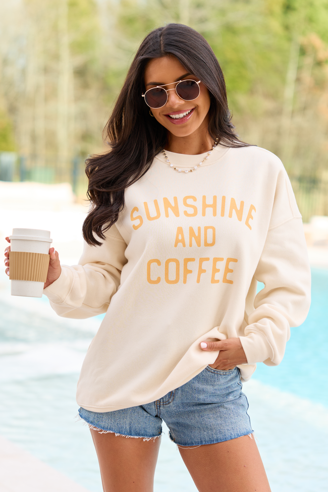Sunshine And Coffee Cream Graphic Sweatshirt