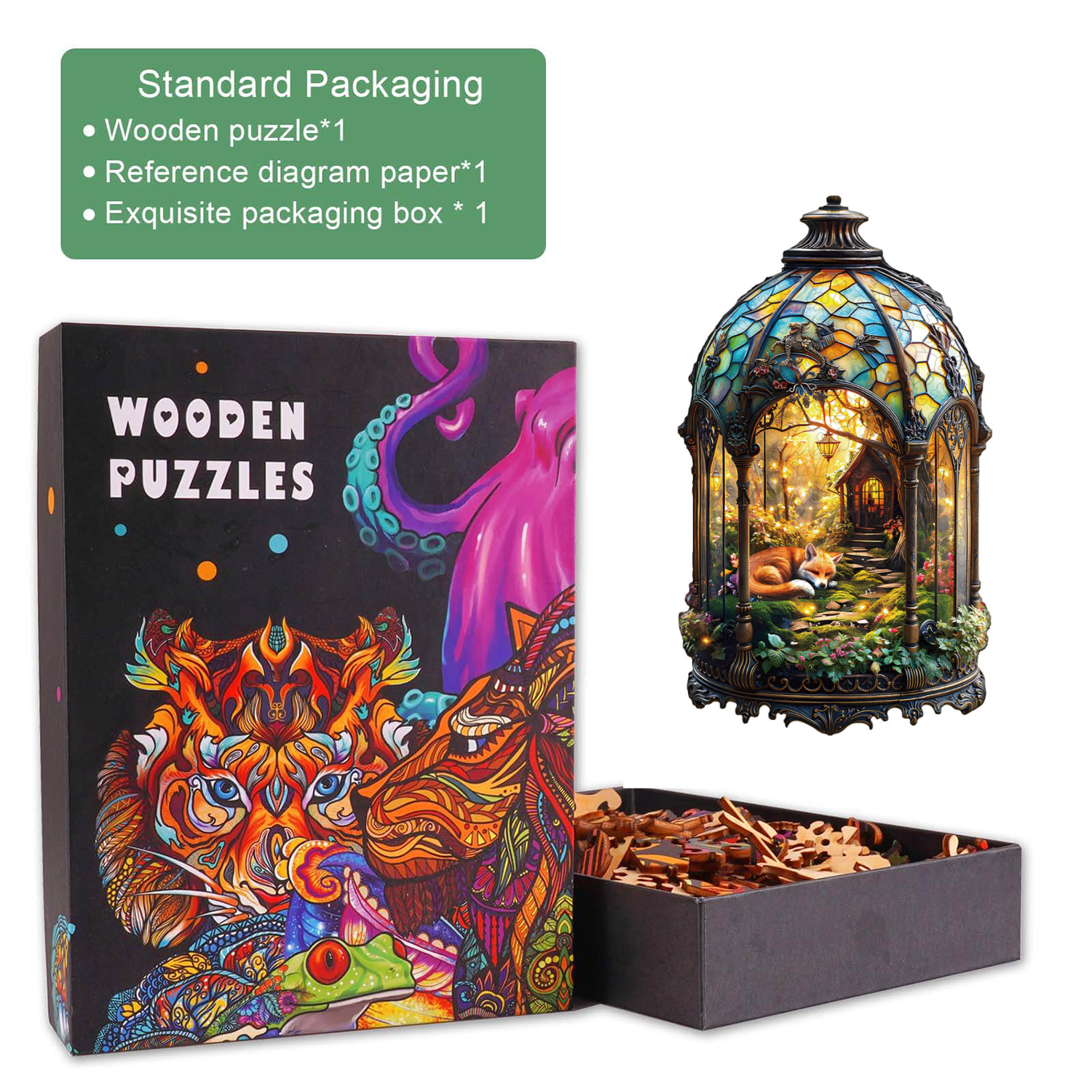 Lantern Fox  Wooden Jigsaw Puzzle