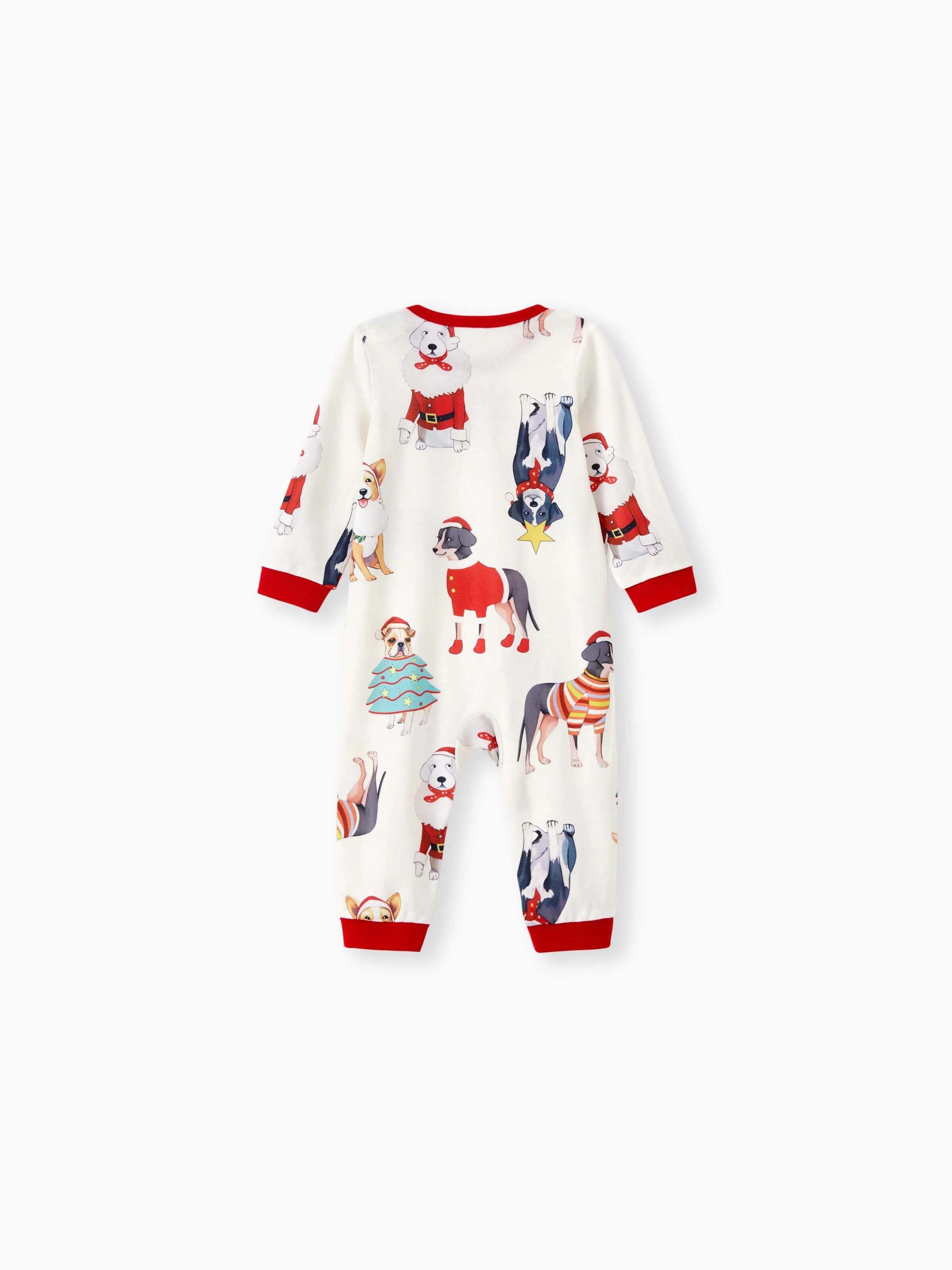 Christmas Pajamas Family Matching Cute Xmas Dog Collared Pajamas Sets with Christmas Socks LightApricot